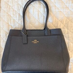 Coach Dark Gray Leather Tote Bag